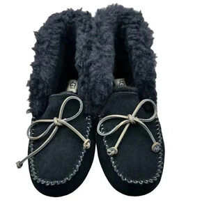 UGG Womens‎ Sheepskin & Wool Lined Black Slippers Size 6
